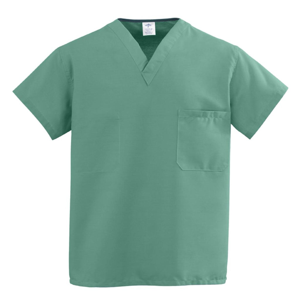 Medline ComfortEase 1-Pocket Reversible Unisex Scrub Top, Long, 5X, Jade
