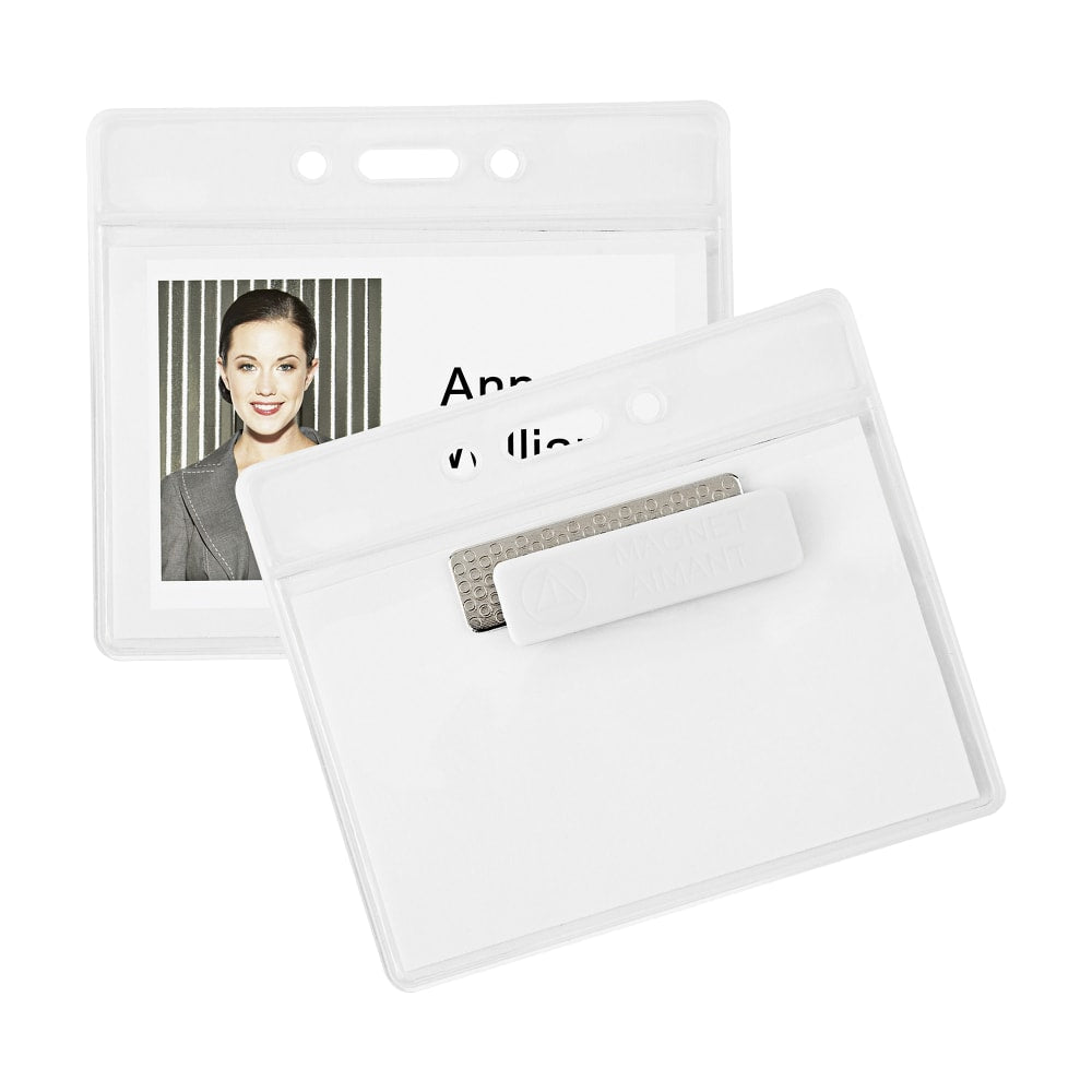 Office Depot Brand Magnet Badge Holders, 3 3/4in x 3 1/4in, Clear, Pack Of 12