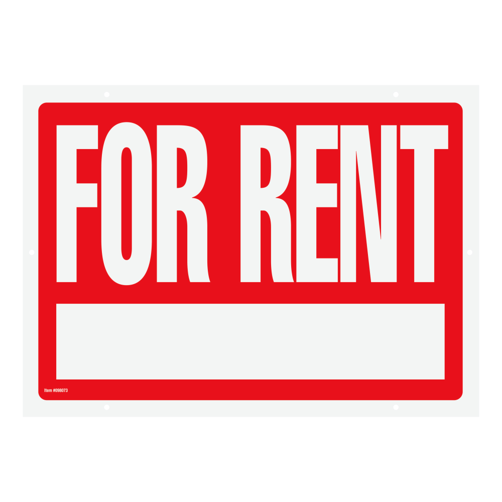 Cosco "For Rent" Sign, 16in x 22 1/2in, Red/White
