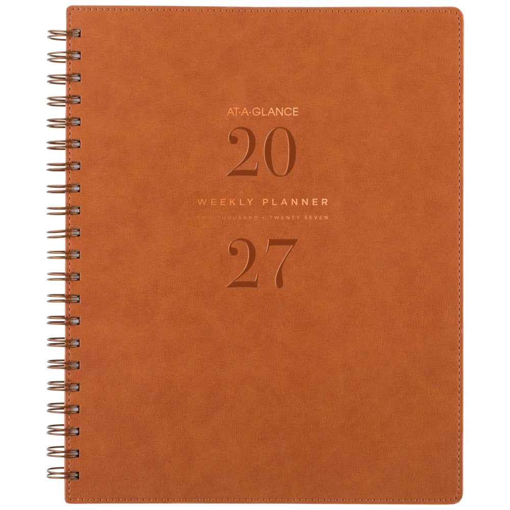 AT-A-GLANCE Signature Collection 2027 Weekly Monthly Planner, Brown, Large, 8 1/2in x 11in