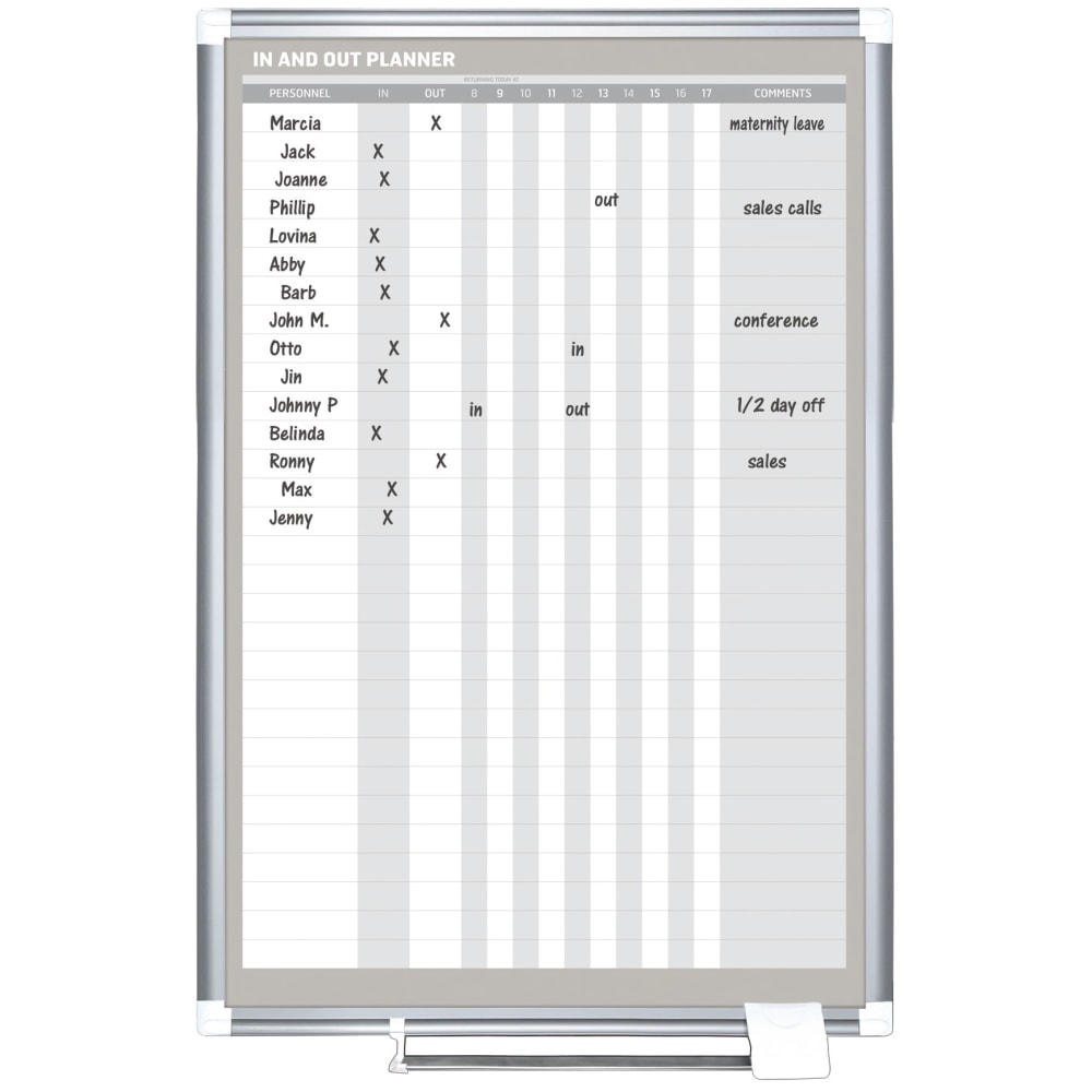 MasterVision In/Out Magnetic Dry-Erase Whiteboard, 24inH x 36inW, Aluminum Frame With Silver Finish