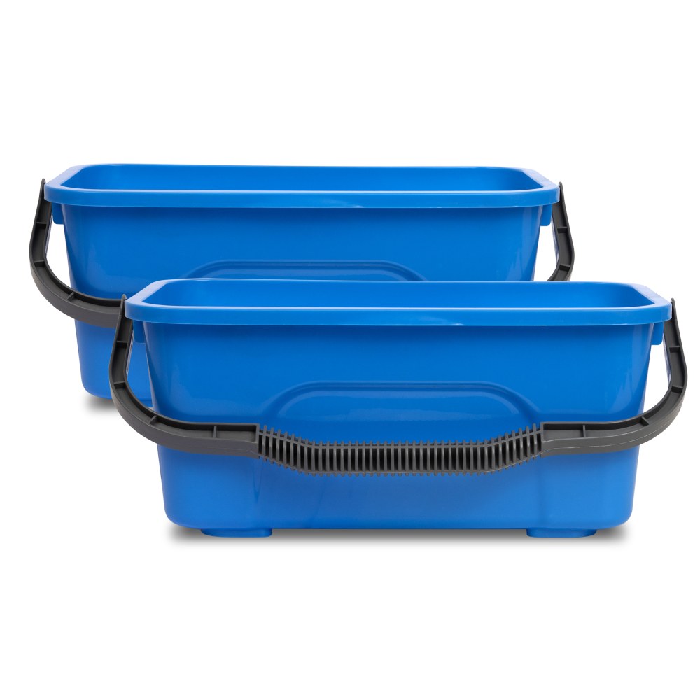 Gritt Commercial Plastic 3-Gallon Window & General Cleaning Buckets, Blue, Pack Of 2 Buckets