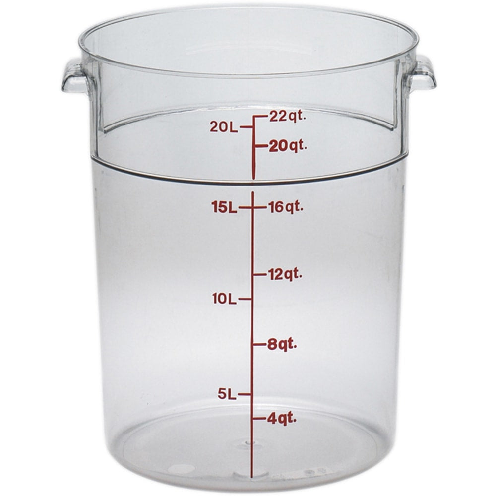 Cambro Camwear 22-Quart Round Storage Containers, Clear, Set Of 6 Containers