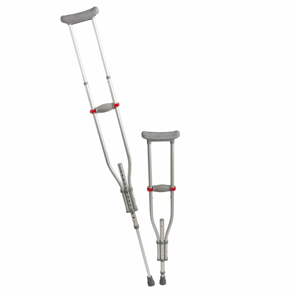 Medline Quick-Fit Aluminum Crutches, Silver, Fits Users 4ft7in - 6ft7in, Pack Of 8