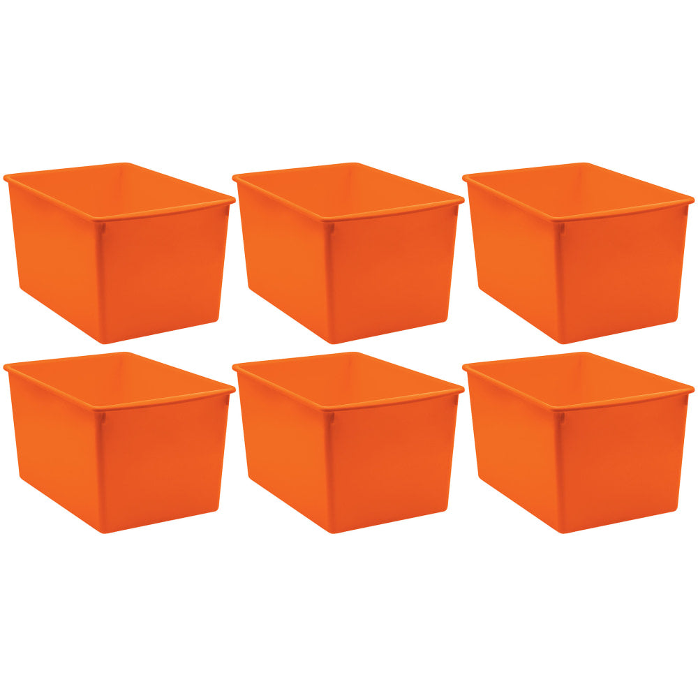 Teacher Created Resources Plastic Multi-Purpose Bins, 7-1/2inH x 9-1/4inW x 14inD, Orange, Pack Of 3 Bins