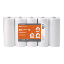 Office Depot Brand Thermal Paper Rolls, 3-1/8in x 230ft, White, Pack Of 10