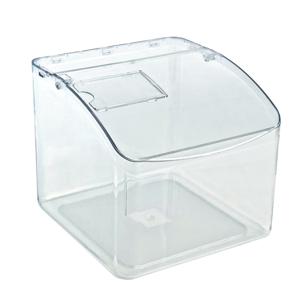 Azar Displays Candy Bin With Hinged Lid, 7inH x 7-3/4inW x 7-3/4inD, Clear