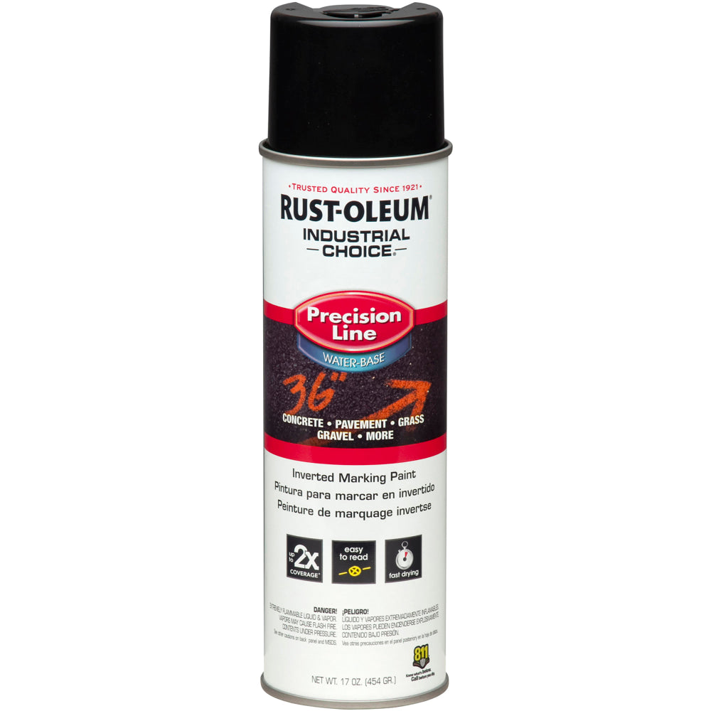 Rust-Oleum Industrial Choice M1800 System Water-Based Precision Line Inverted Marking Paint, 17 Oz, Black, Pack Of 12 Cans