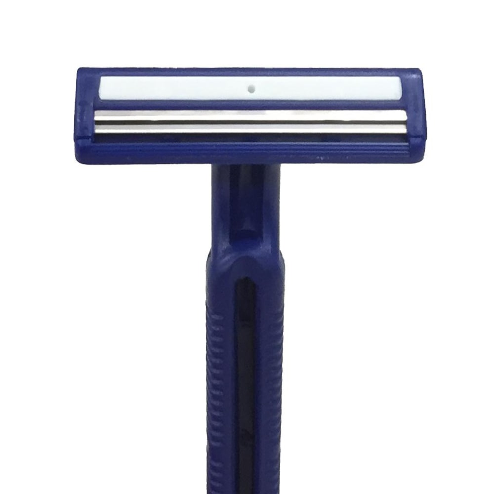 Medline Twin-Blade Facial Razors With Lubrication Strip, Pack Of 500