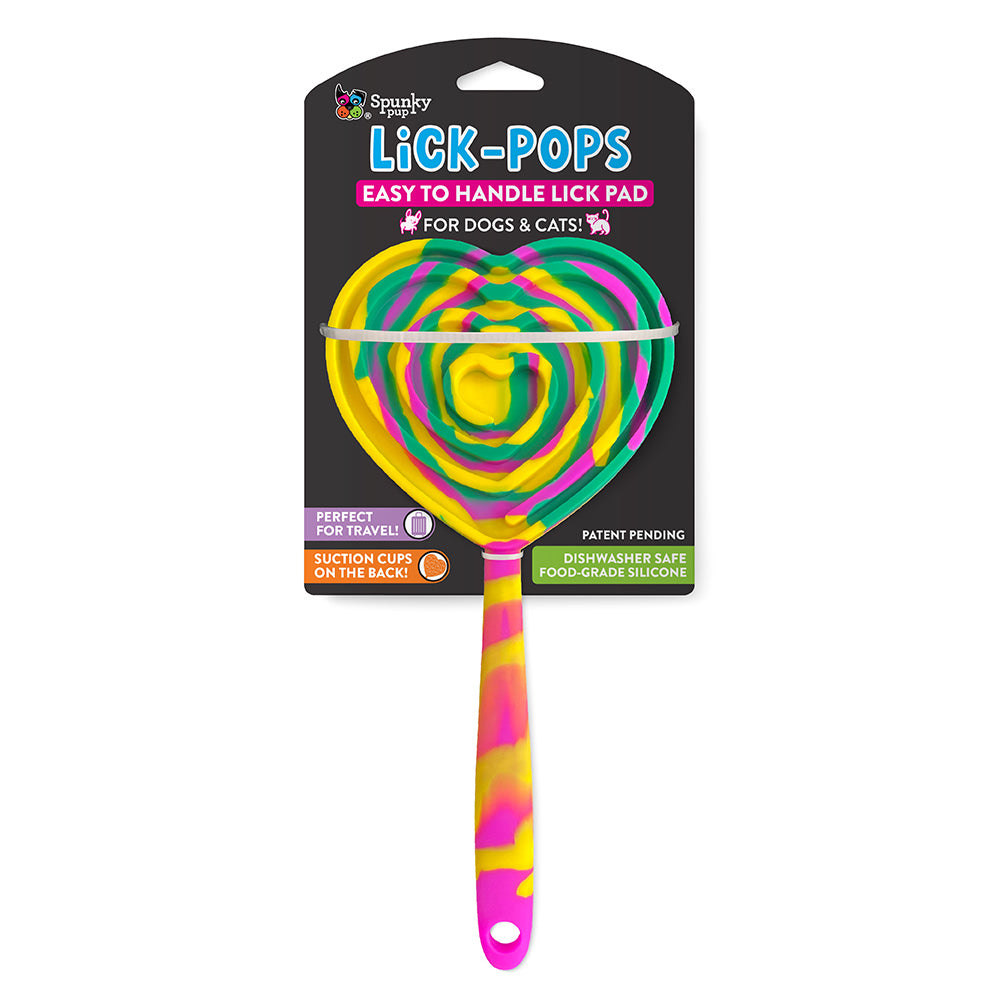 Spunky Pup Lick Pop Pad, Heart, 7-15/16in x 5-7/16in, Multicolor