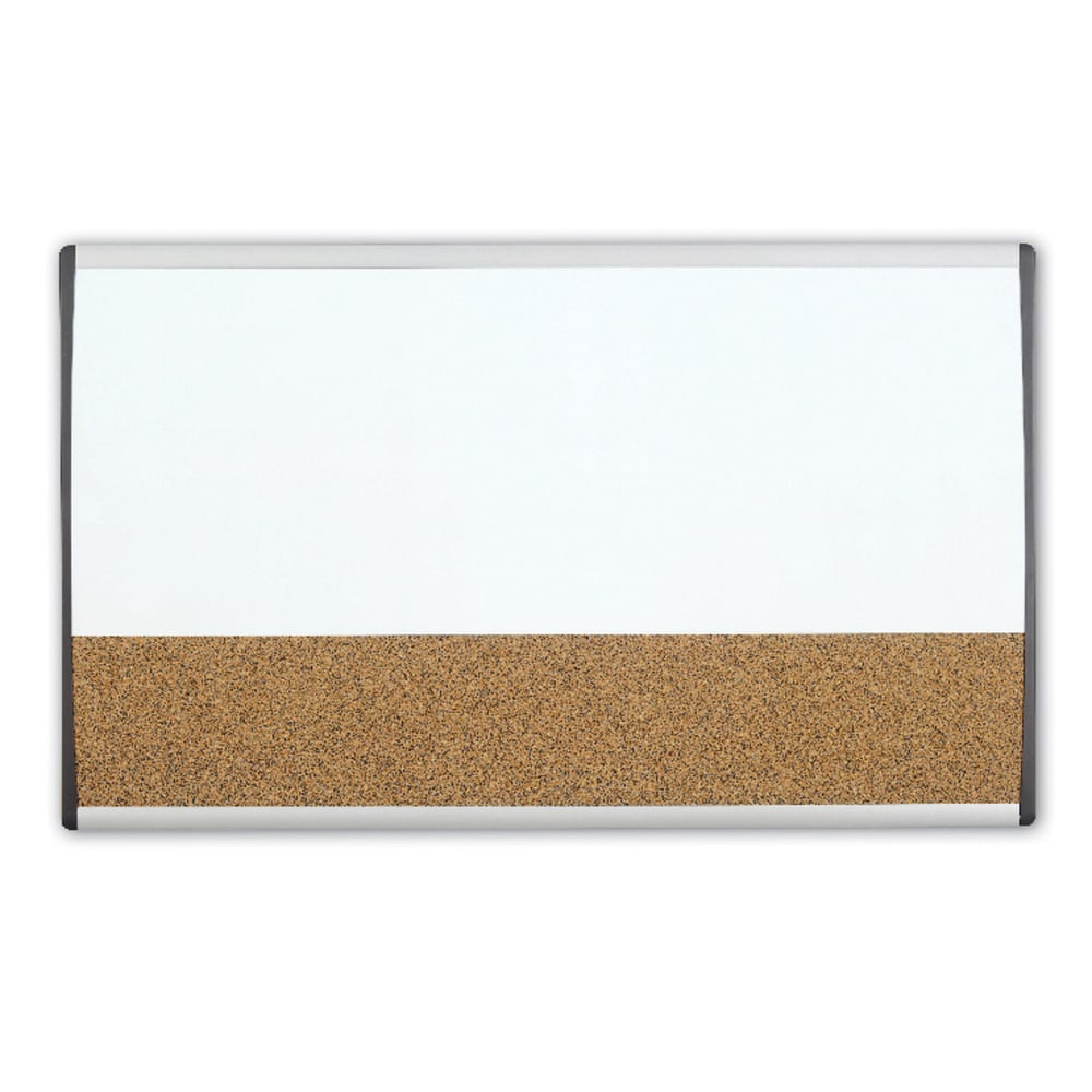 Quartet ARC Magnetic Combination Dry-Erase/Cork Cubicle Board, 30in x 18in, Silver Aluminum Frame