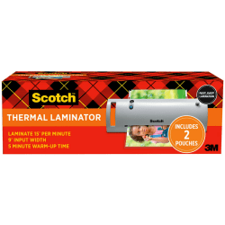 Scotch Thermal Laminating Combo Pack, 1 Thermal Laminator 9in Wide, 2 Laminating Sheets, Fits Letter Size