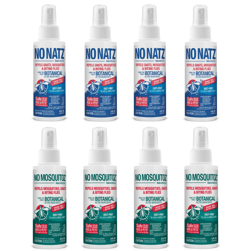 No Natz and No Mosquitoz Botanical Insect Repellent, DEET-Free, 4 Oz Spray Bottle, 4-Pack