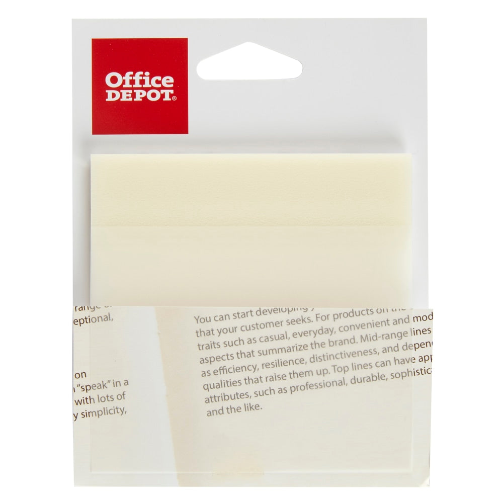 Office Depot Brand Translucent Sticky Notes, 3in x 3in, Clear, 50 Notes Per Pad, Pack Of 2 Pads