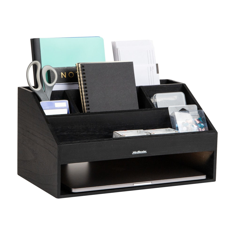 Mind Reader Desk Organizer, 8-1/2inH x 9-1/2inW x 16-1/4inD, Black