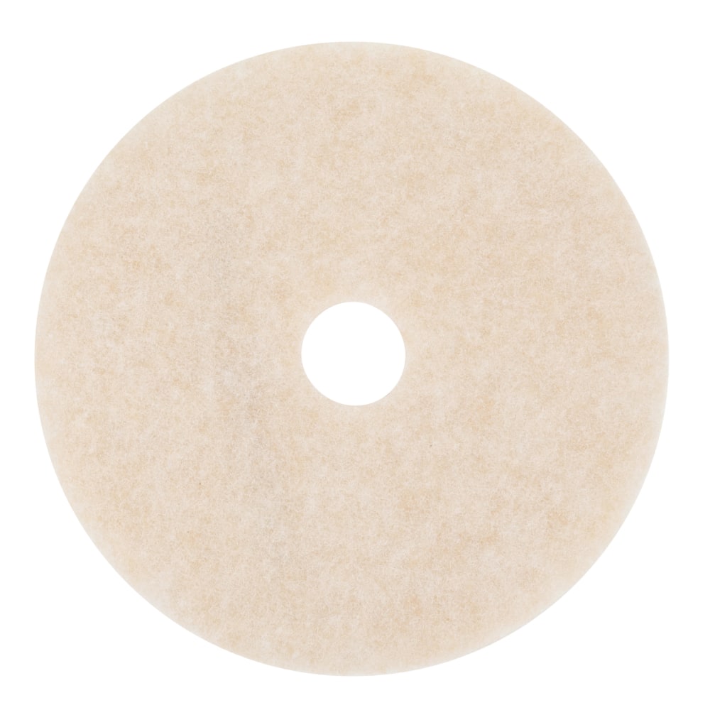 3M TopLine Burnish Floor Pads, 20in, White/Umber, Case Of 5 Pads