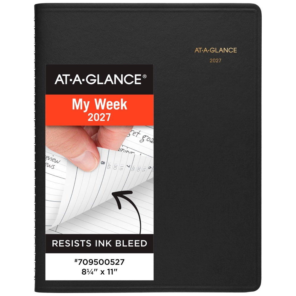 AT-A-GLANCE 2027 Weekly Appointment Book Planner, Black, Large, 8 1/4in x 11in