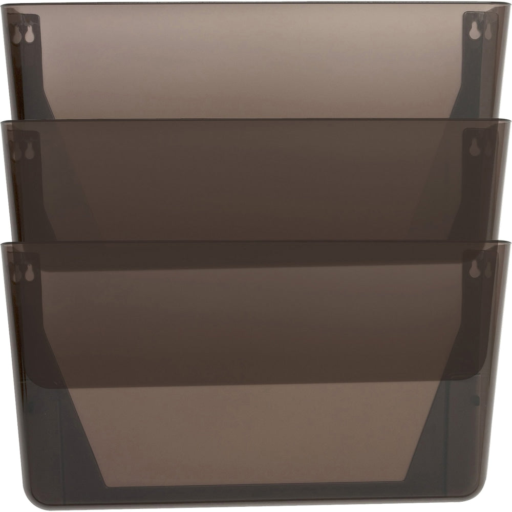 Sparco Stak-A-File Vertical Filing Systems, 14.5inH x 13.1inW x 4.3inD, Wall Mountable, Smoke, 3 / Pack