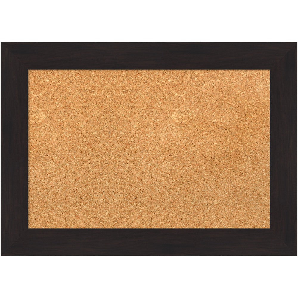 Amanti Art Rectangular Non-Magnetic Cork Bulletin Board, Natural, 22in x 16in, Furniture Espresso Narrow Plastic Frame