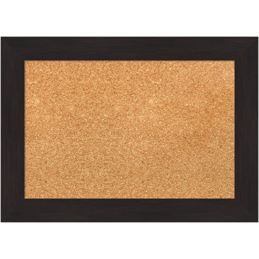 Amanti Art Rectangular Non-Magnetic Cork Bulletin Board, Natural, 22in x 16in, Furniture Espresso Narrow Plastic Frame
