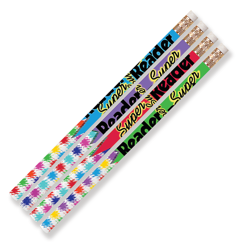 Musgrave Pencil Co. Inc. Motivational Pencils, Super Reader, 12 Pencils Per Pack, Set Of 12 Packs