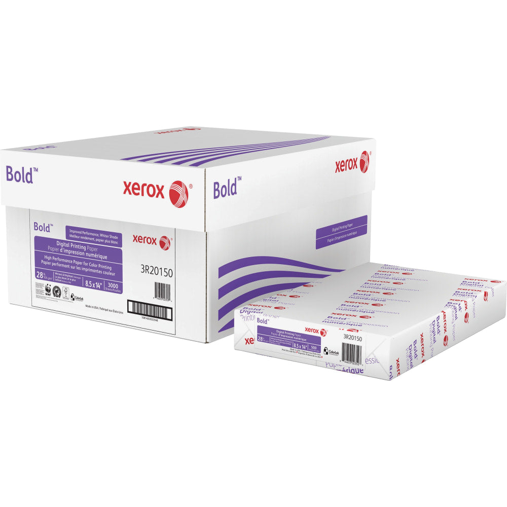 Xerox Bold Multi-Use Printer & Copy Paper, 1 Ream, White, Legal (8.5in x 14in), 500 Sheets Per Ream, 28 Lb, 92 Brightness