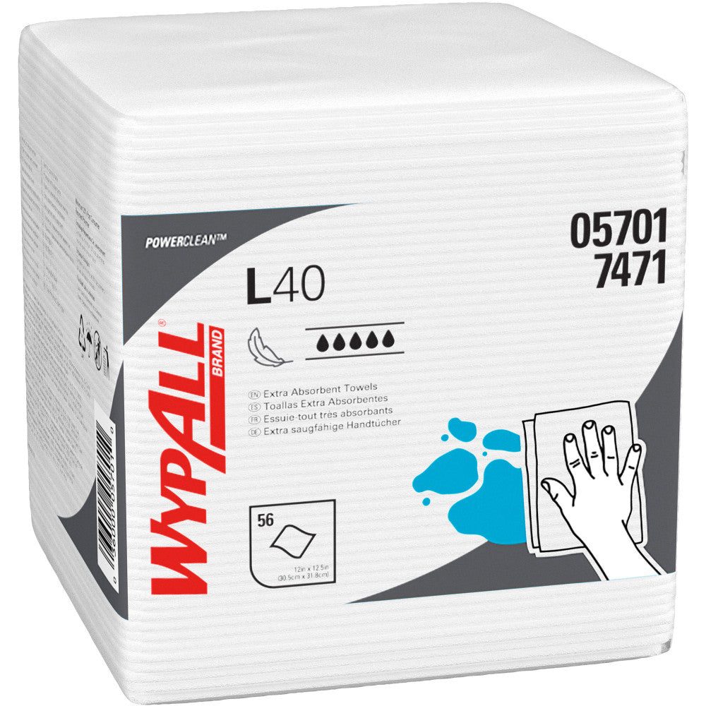 Kimberly-Clark Professional Wipers Wypall L40, Box Of 18 Packs, 56 Towels per Pack, 1008 Towels per Carton Total