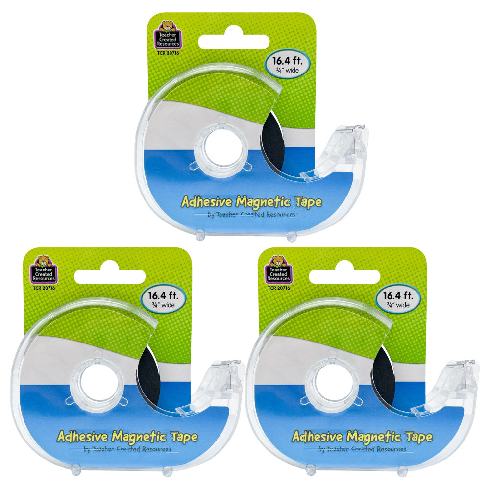 Teacher Created Resources Adhesive Magnetic Tape Rolls, Black, Pack Of 3 Rolls