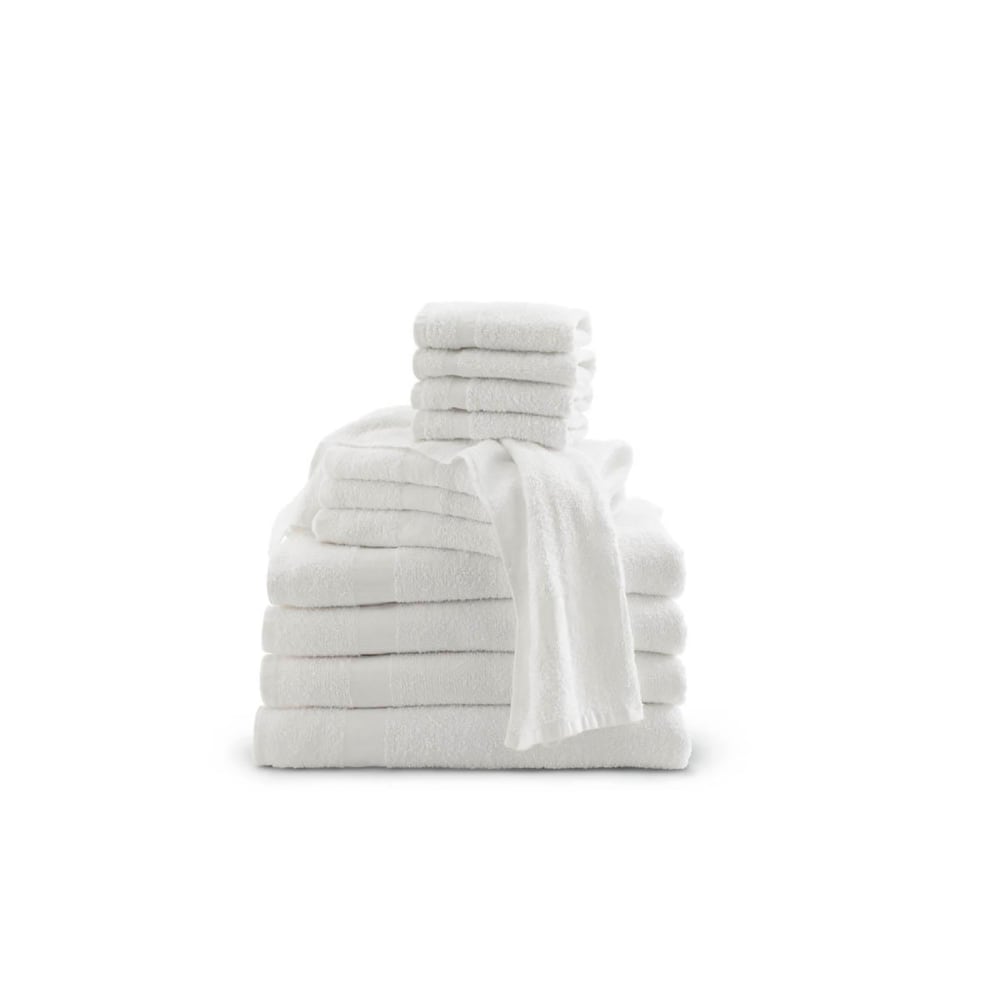Medline Classic Cotton Terry Bath Towels, 20in x 40in, 4 Lb, White, Pack Of 12