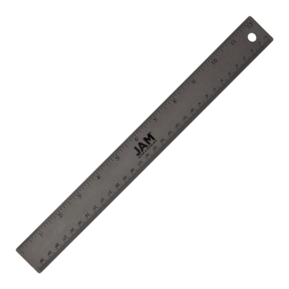 JAM Paper Non-Skid Stainless-Steel Ruler, 12in, Gray