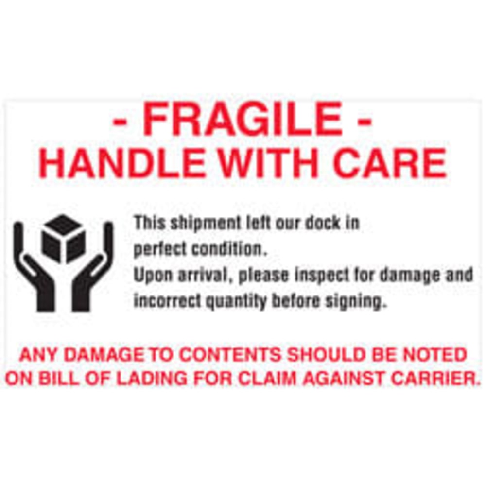 Tape Logic Preprinted Pallet Protection Labels, DL3191, 6in x 4in, Red/White, Roll Of 500