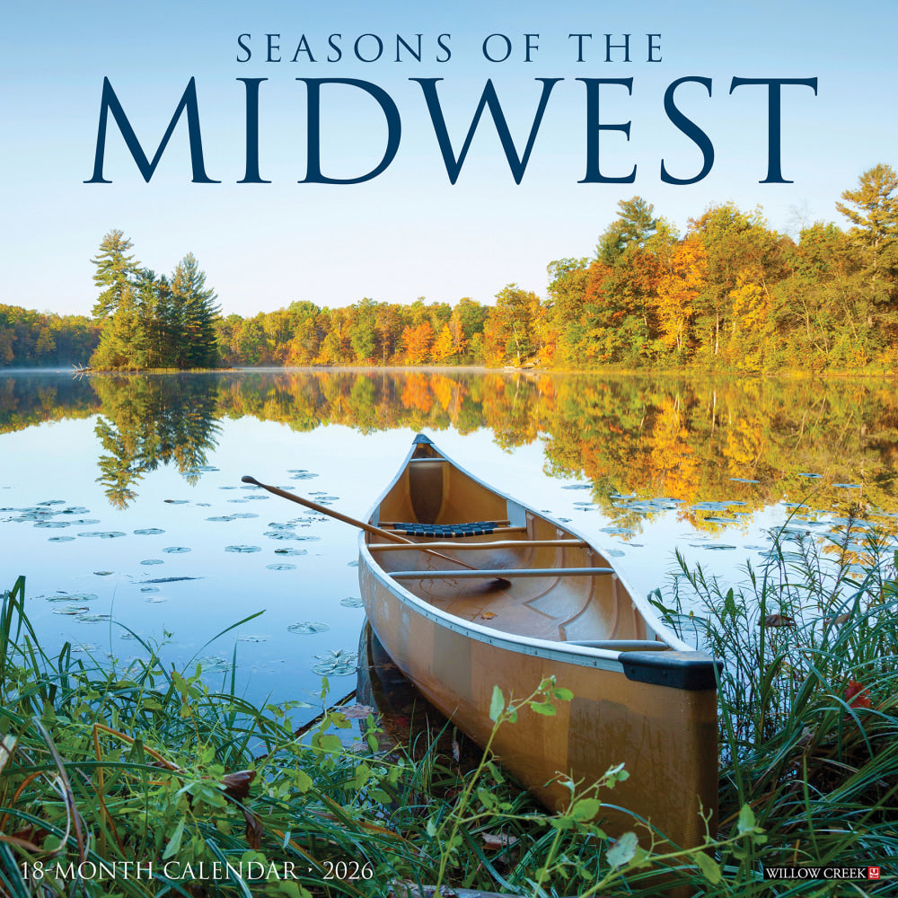 2026 Willow Creek Press Scenic Monthly Wall Calendar, 12in x 12in, Seasons of the Midwest, January To December, 52723