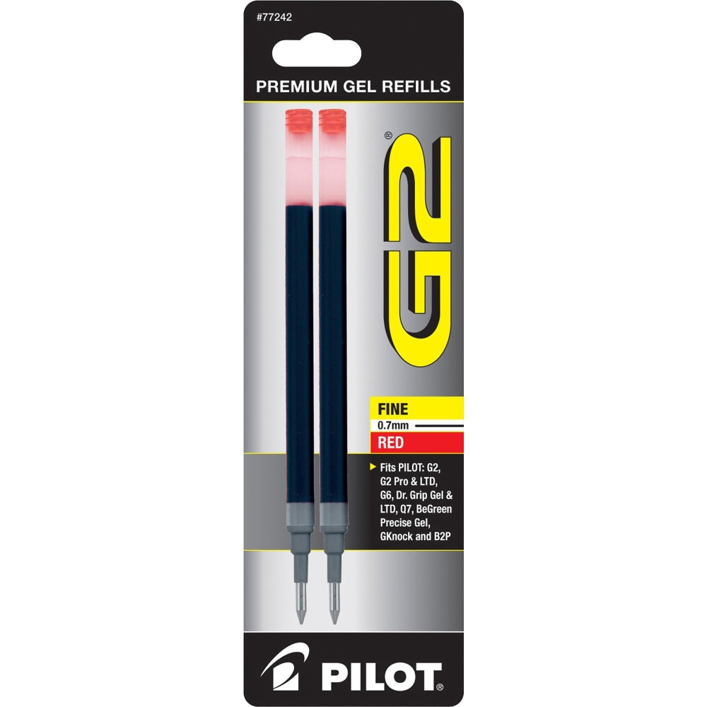Pilot G2 Gel Ink Refills, Fine Point, 0.7 mm, Red Ink, Pack Of 2