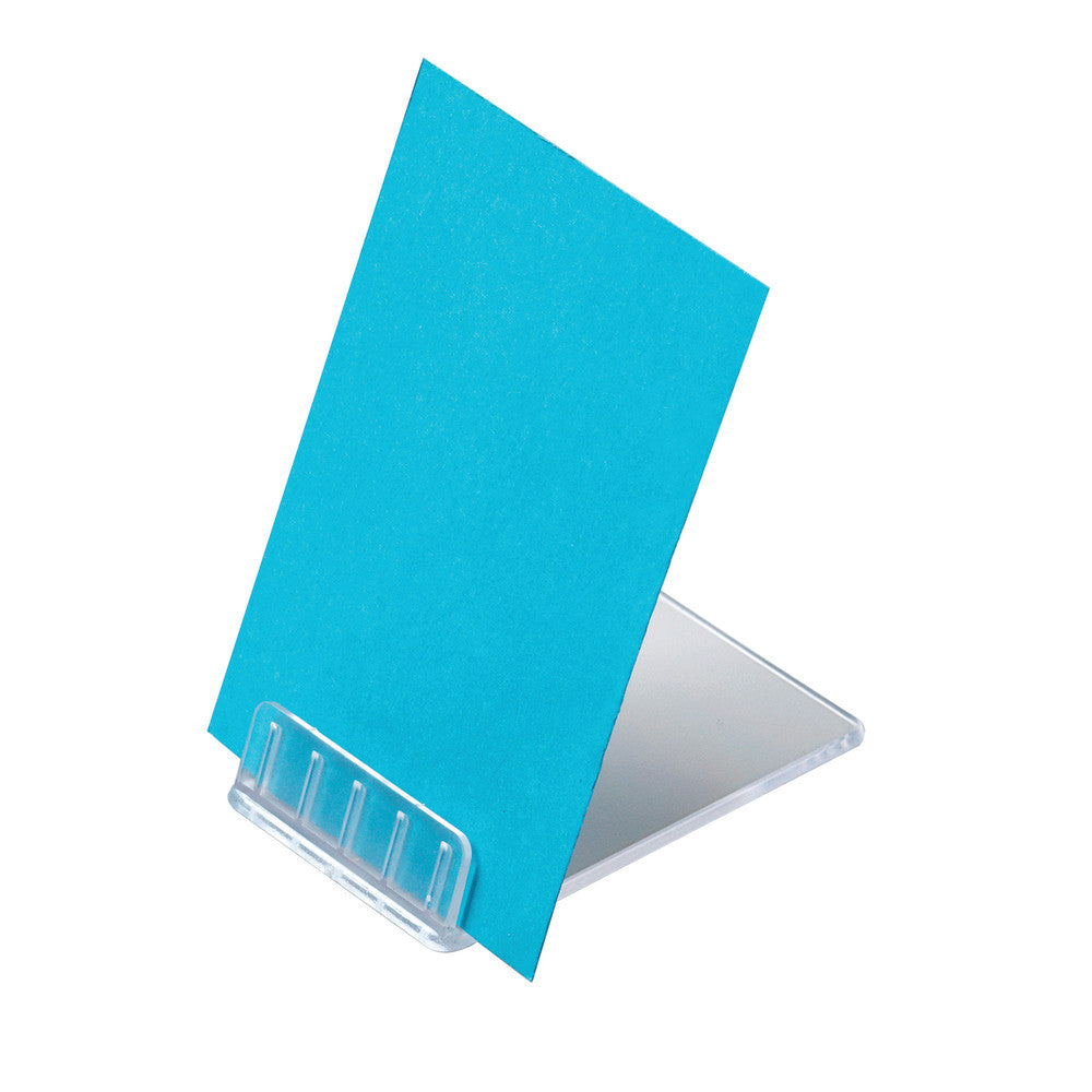 Deflecto Angled Table-Top Sign Holder, 2 3/8inD x 1 9/16inW x1/2inH, Clear, Pack of 10