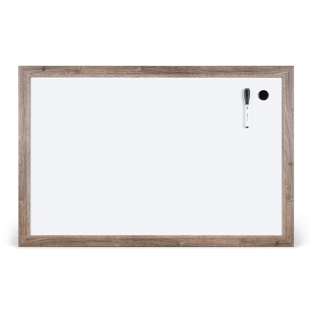 U Brands Decor Magnetic Dry-Erase Board, 36in X 24in, Rustic Wood Frame, Actual Size 35in X 23in (4890U00-01)