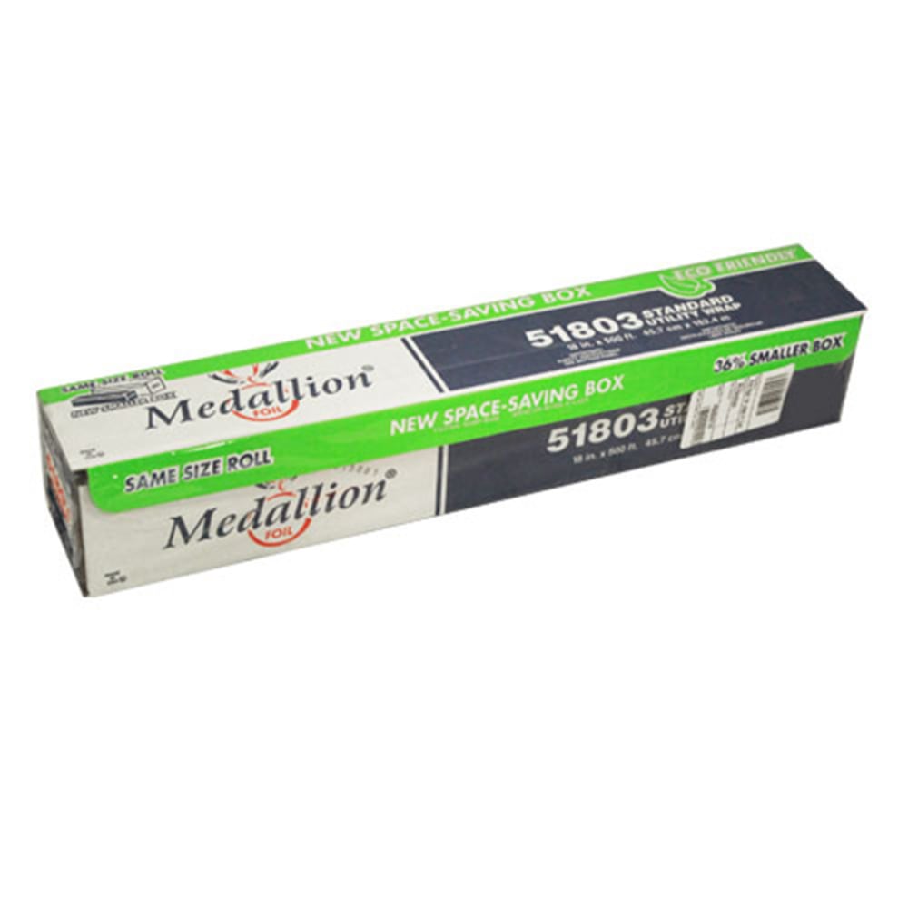 Karat Medallion Cutterbox Aluminum Foil Roll, 18in x 500ft, Silver