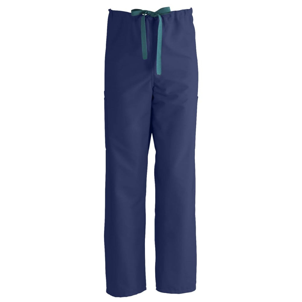 Medline ComfortEase Unisex Tall Non-Reversible Drawstring Cargo Scrub Pants, 2X, Midnight Blue