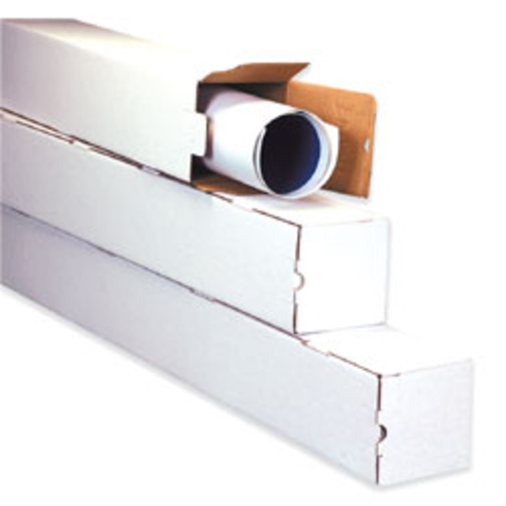 Partners Brand White Square Mailing Tubes, 3in x 3in x 18in, Pack Of 25