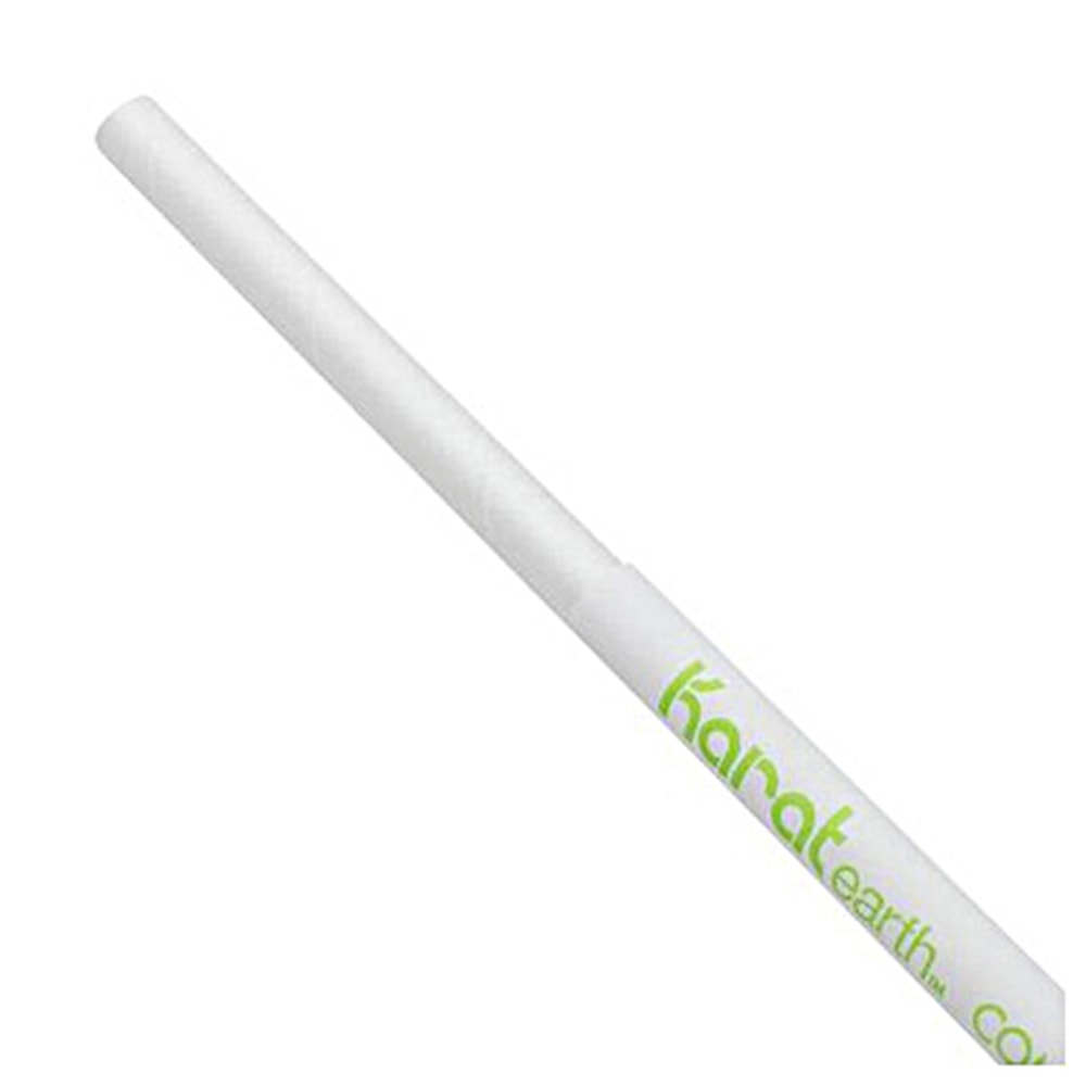 Karat Earth Jumbo Wrapped Paper Straws, 7-3/4in x 3/16in, White, Case Of 2000 Straws