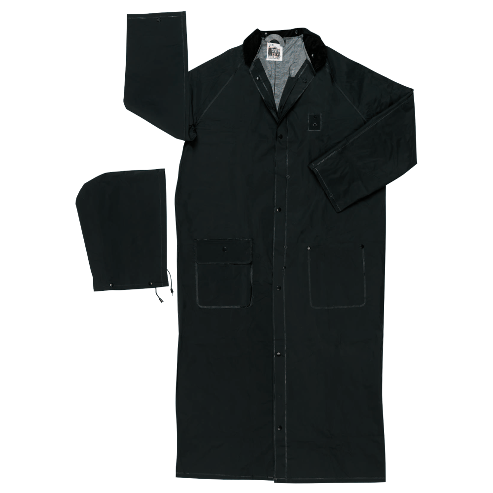 Classic Plus Rider Rain Coat, 0.35 mm PVC/Polyester, Black, 60 in X Large