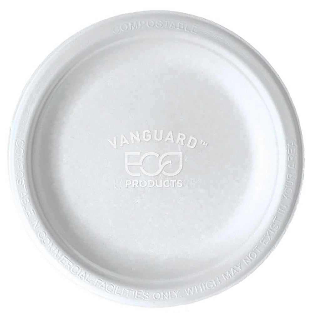 Eco-Products Vanguard Sugarcane Plates, 6in, White, Pack Of 1,000 Plates