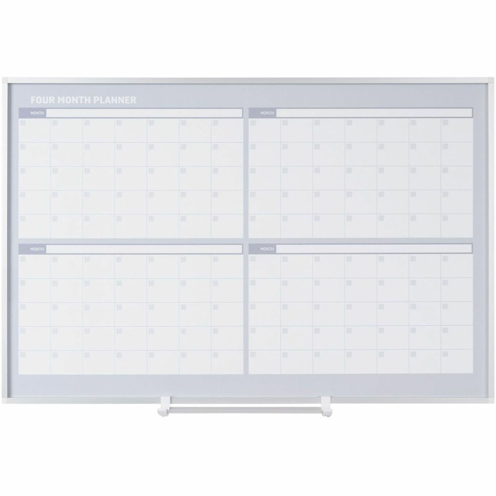 MasterVision 4-Month Magnetic Dry-Erase Planner, Monthly, 4 Month, Silver, White, Aluminum, 36inH x 48inW x
