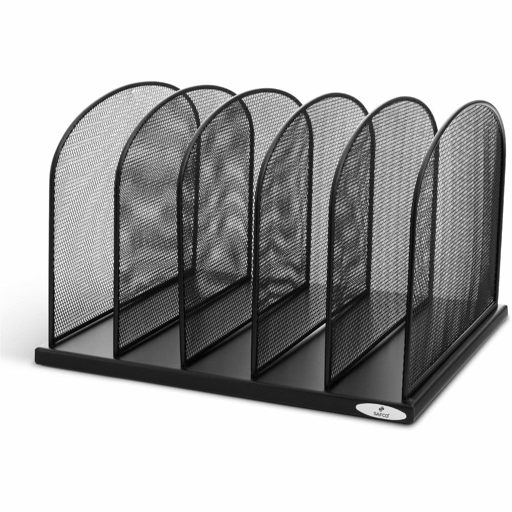 Safco Mesh Desk Organizers, 5 Compartment(s), 2in, 8.3inH x 12.5inW x 11.3inD, Desktop, Black, Steel, 1Each