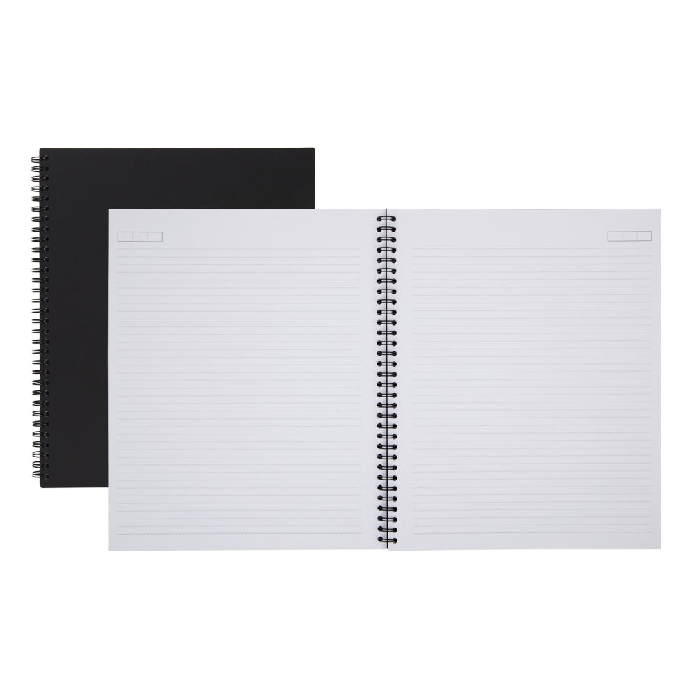 Office Depot Brand Wirebound Business Notebook, Hard Back Cover, 8-7/8in x 11in, 1 Subject, Narrow Ruled, 80 Sheets, Black