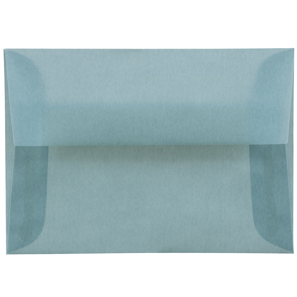 JAM Paper Translucent Envelopes, #4 Bar (A1), Gummed Seal, Ocean Blue, Pack Of 25