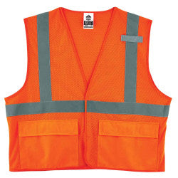 Ergodyne GloWear Safety Vest, Mesh 8220HL, Type R Class 2, Small/Medium, Orange
