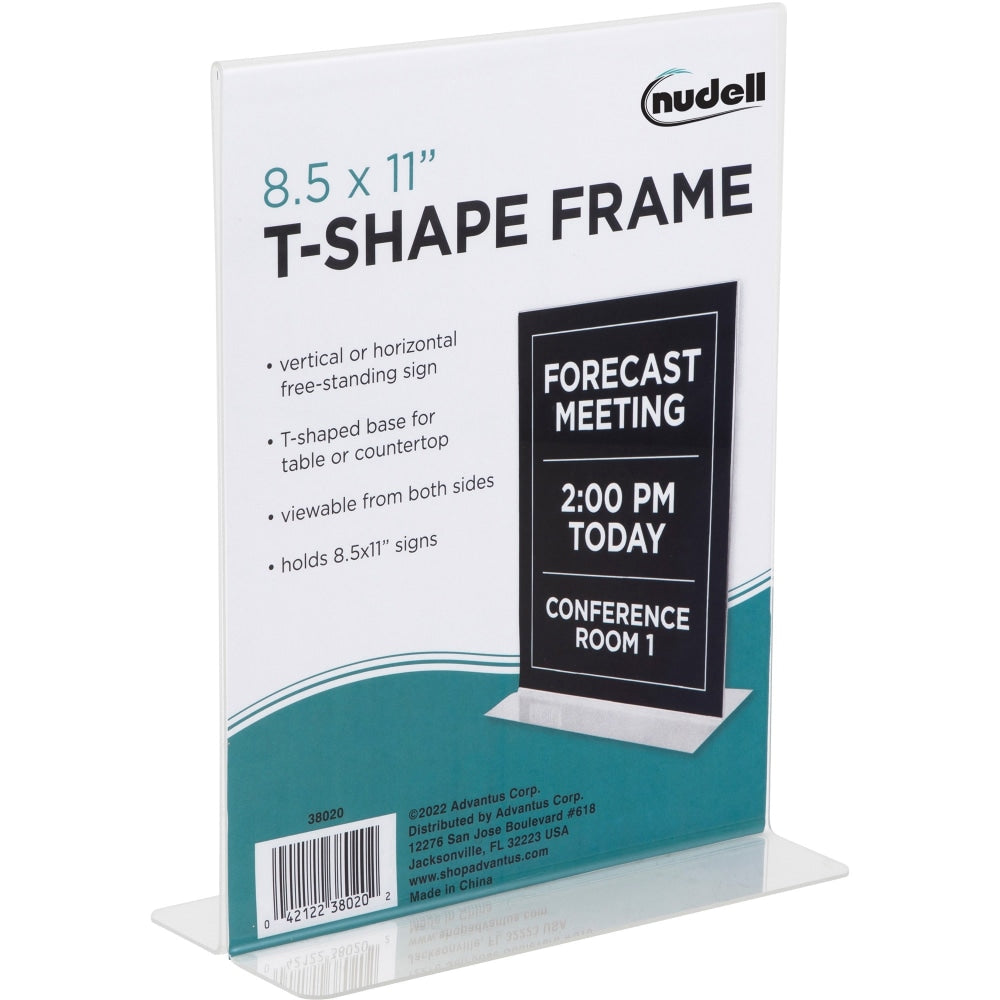 Nu Dell Acrylic Standing Sign Holder, 8 1/2in x 11in, Clear