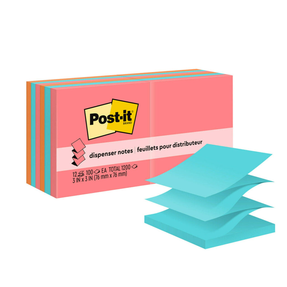 Post-it Pop Up Notes, 3 x 3 in, 12 Sticky Note Pads, 100 Sheets/Pad, Clean Removal, Back to School Supplies and Office Supplies, Poptimistic