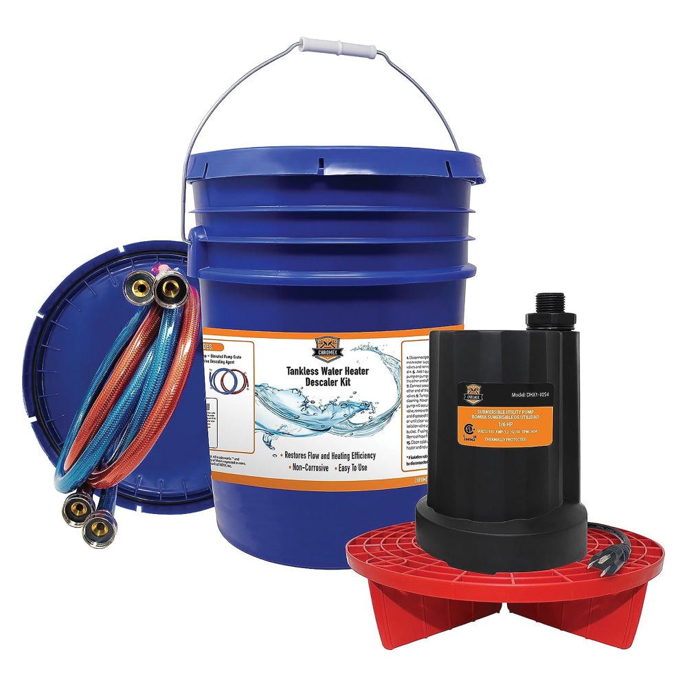 Chromex Tankless Water Heater Flushing Kit, 10-1/2in x 10-1/2in, Blue