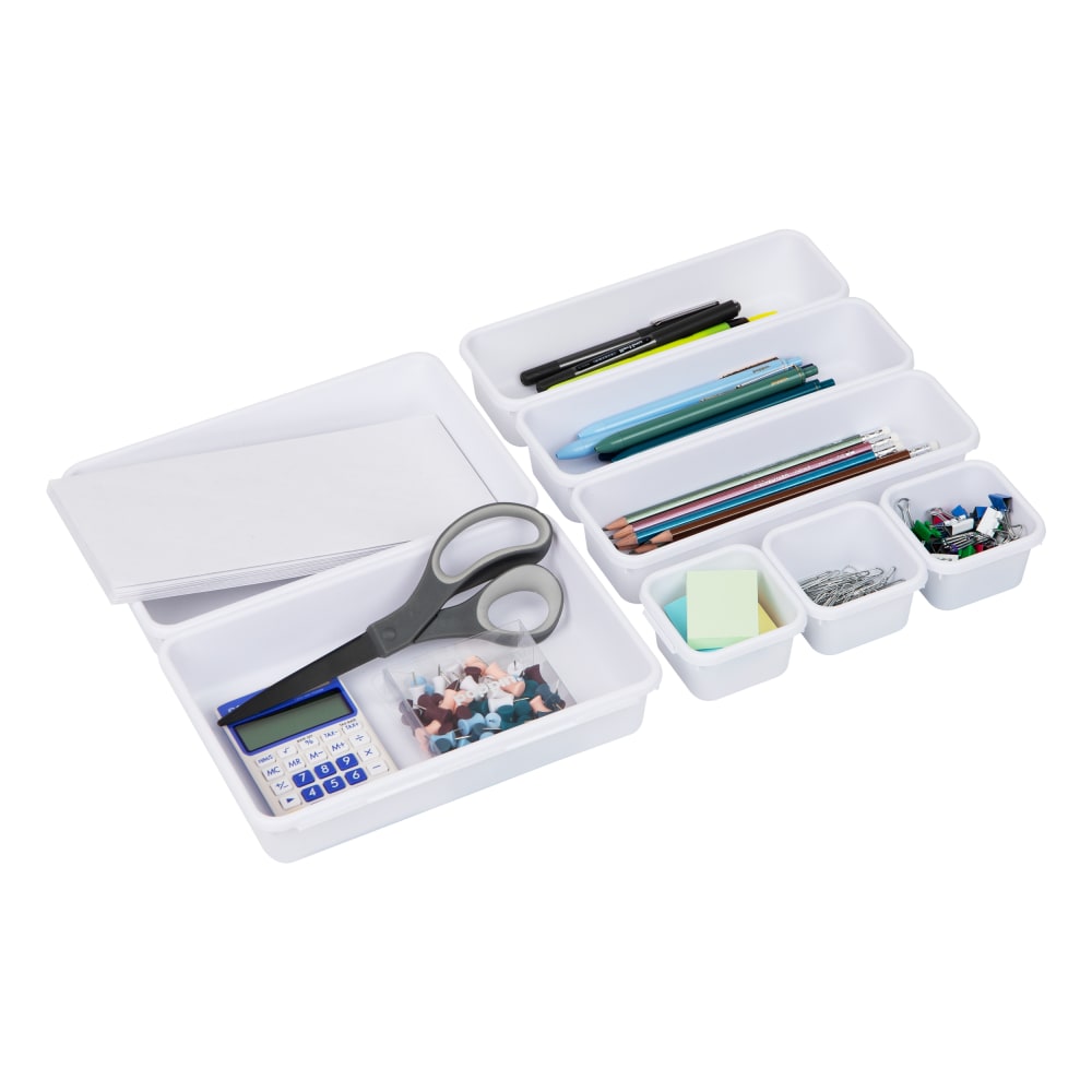 Mind Reader 8-Piece Interlocking Multi-Purpose Storage Organizer, 3-37/50inH x 6-1/2inW x 9-1/4inD, Gray